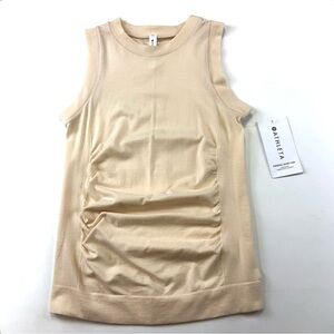 Athleta merino wool Forestial Ascent cream sleeveless ruched tank NEW Size Small
